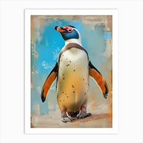 Galapagos Penguin Bartolom Island Colour Block Painting 3 Art Print