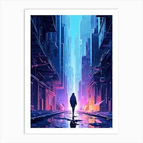 Futuristic City, Neon lights Art Print