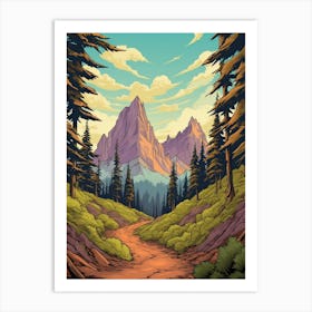 Wonderland Trail Usa 1 Vintage Travel Illustration Art Print