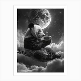 Panda Bear In The moon Art Print