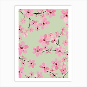 Cherry Blossom | 07 – Pastel Green Art Print