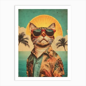 Vintage Retro Poster Cool Cat 11 Art Print