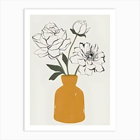 Yellow Vase With Flowers Art Print
