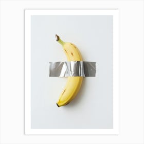 Duct Tape Banana, white background, Maurizio Cattelan 1 Art Print