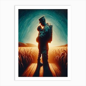 Soldier And His Son Art Print