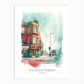 Waltham Forest London Borough   Street Watercolour 1 Poster Art Print