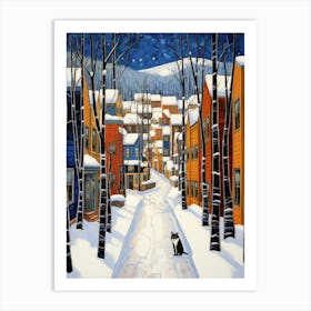 Cat In The Streets Of Aspen   Usa With Snow 2 Art Print