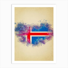 Iceland Flag Vintage Art Print