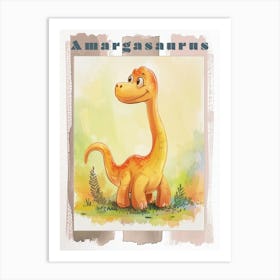 Cute Cartoon Amargasaurus Dinosaur 2 Poster Art Print