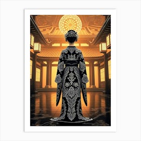 Geisha By A Temple Art Print