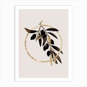 Gold Ring Olive Tree Branch Glitter Botanical Illustration n.0335 Art Print