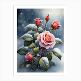 Snow Roses 1 Art Print