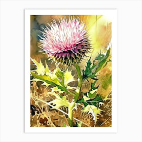 Texas Thistle Botanical Floral Art Print