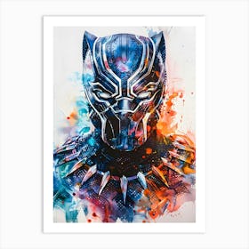 Black Panther Portrait Watercolor 1 Art Print