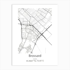 Brossard,Canada Minimalist Map Art Print