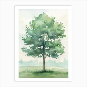 Poplar Tree Atmospheric Watercolour Painting 1 Art Print