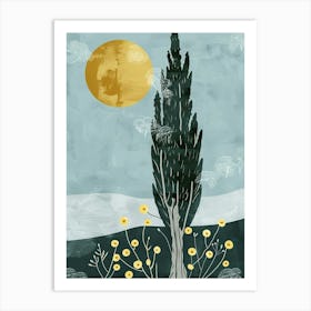 Cypress Tree Flat Illustration 2 Art Print