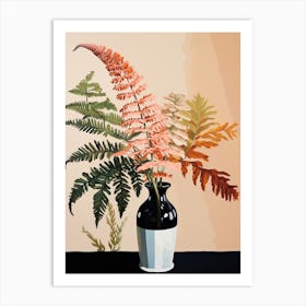 Bouquet Of Autumn Fern Flowers, Autumn Florals Painting 0 Art Print