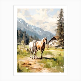 Horses Painting In Bled, Slovenia 4 Art Print