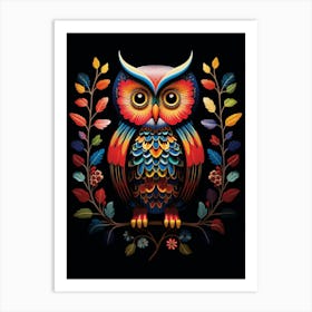 Folk Bird Illustration Owl 1 Art Print