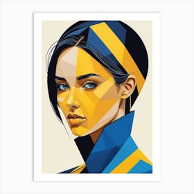 Geometric Woman Portrait Pop Art Fashion Yellow (11) Art Print