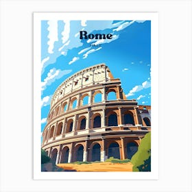 Rome Italy Spartan Gladiator Modern Travel Illustration Art Print