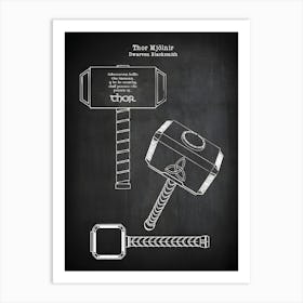 Thor Mjölnir Diagram Comics Thor Hammer Thor Super Hero Art Mjolnir Wall Art Movie Thor Movie Decor Thor Odinson1 Art Print