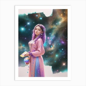 Chinese Girl In Space Art Print