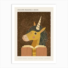 Unicorn Reading A Book Muted Pastels 5 Poster Art Print