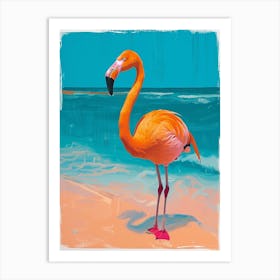 Greater Flamingo Ra Lagartos Yucatan Mexico Tropical Illustration 2 Art Print