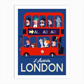 Historic London Poster Blue & Red Art Print