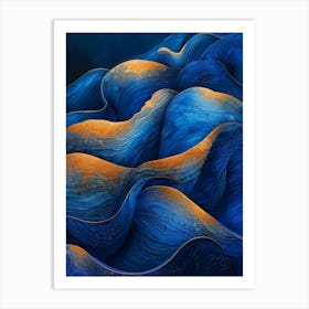 Blue and orange abstraction painting Art Print