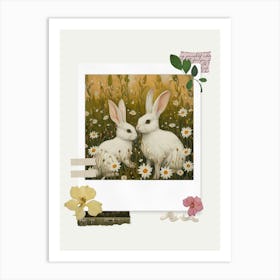 Scrapbook White Rabbits Fairycore Painting 2 Art Print