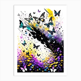 Abstract  With Butterflies 1 Art Print