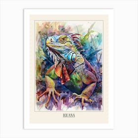 Iguana Colourful Watercolour 1 Poster Art Print