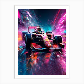 Racing Car At Night Art Print