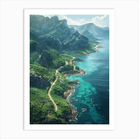 Aerial View Of A Mountain Road Art Print