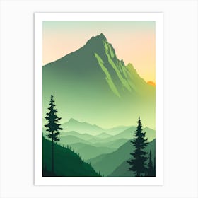 Misty Mountains Vertical Composition In Green Tone 50 Art Print