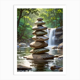 Zen Stones In The Water Art Print