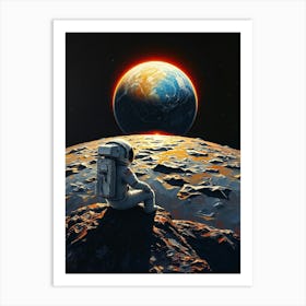 Astronaut Looking At The Earth Art Print