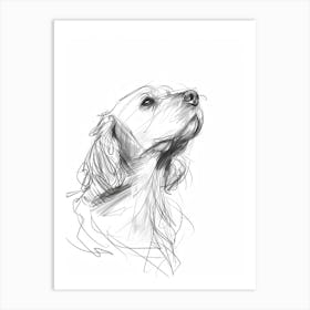 English Cocker Spaniel Dog Charcoal Line 2 Art Print