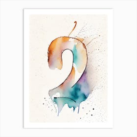 2, Number, Education Minimalist Watercolour 2 Art Print