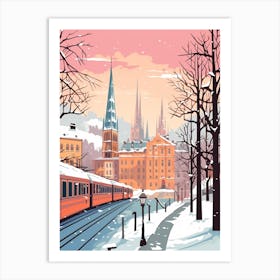Vintage Winter Travel Illustration Zurich Switzerland 5 Art Print