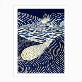 Whirlpool Water Waterscape Linocut 1 Art Print