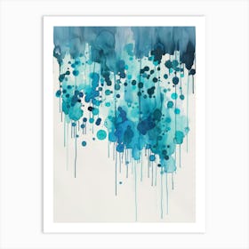 Blue Watercolor Drips Art Print