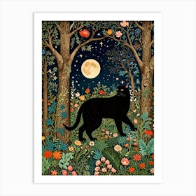 William Morris Black Cat In The Forest 4 Art Print