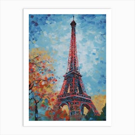 Eiffel Tower Paris France David Hockney Style 7 Art Print
