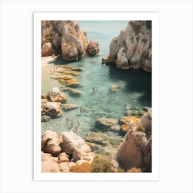 Swimming Along The Coast, Italy, Summer Vintage Photography Art Print