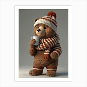 Teddy Bear In Winter Art Print