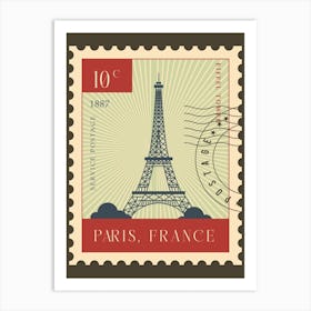 Paris Eiffel Tower Postage Stamp Travel Art Print